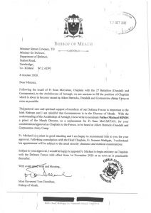 Letter from Bishop Deenihan
