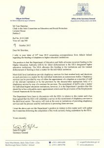 Letter from Secretary General at the Department of Education