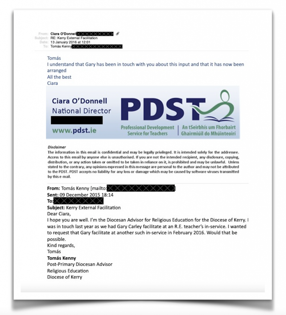 Email written by the National Director of the PDST