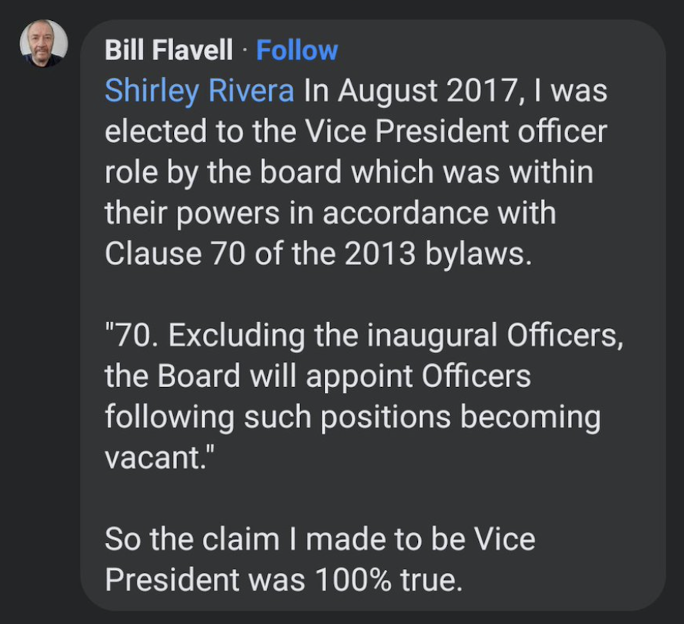 Bill Flavell attempts to explain his claim to have been elected