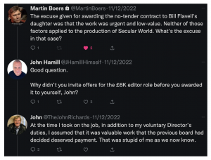 Twitter exchange with John Richards, who acted as a Director of AAI during 2018
