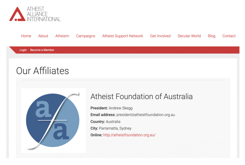 Extract from Atheist Alliance International web site