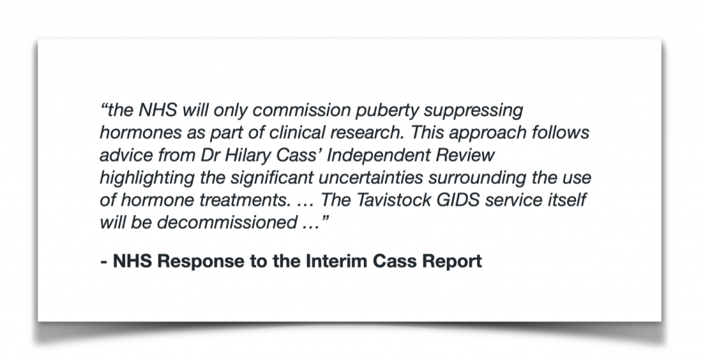 NHS Response to the Interim Cass Report