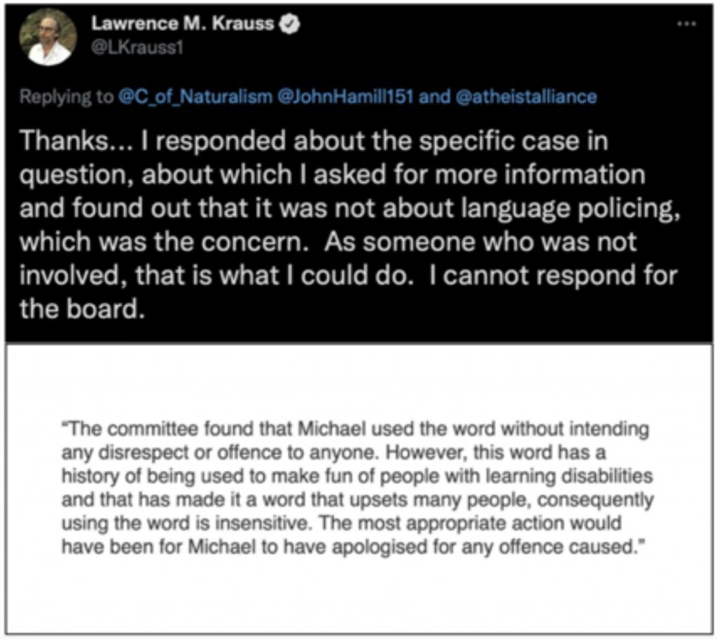 Lawrence Krauss on what constitutes language policing