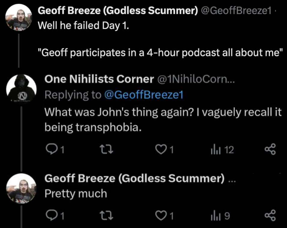 Geoff's gratuitous and false personal abuse