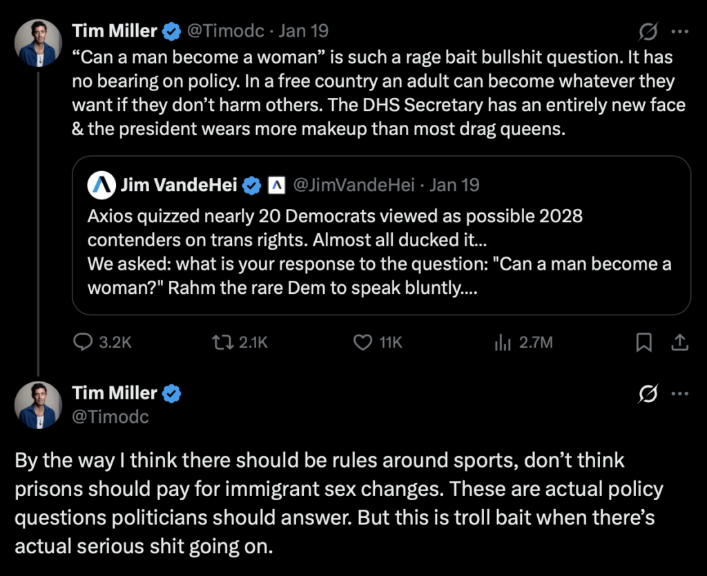 Gender ideology must be adhered to except when it musn't