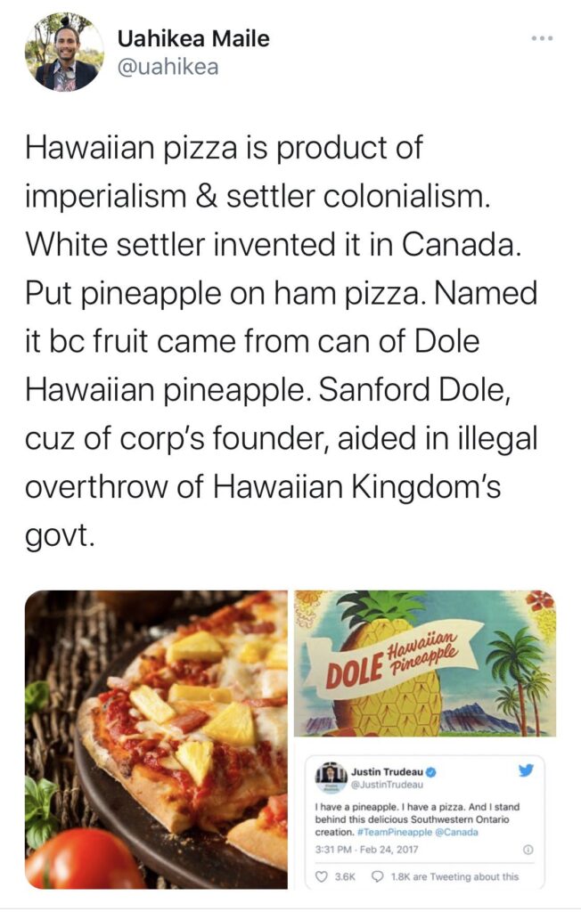 Hawaiian pizza is racist