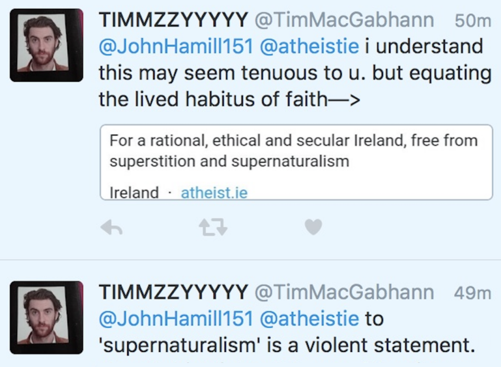 Describing faith as supernatural is violence